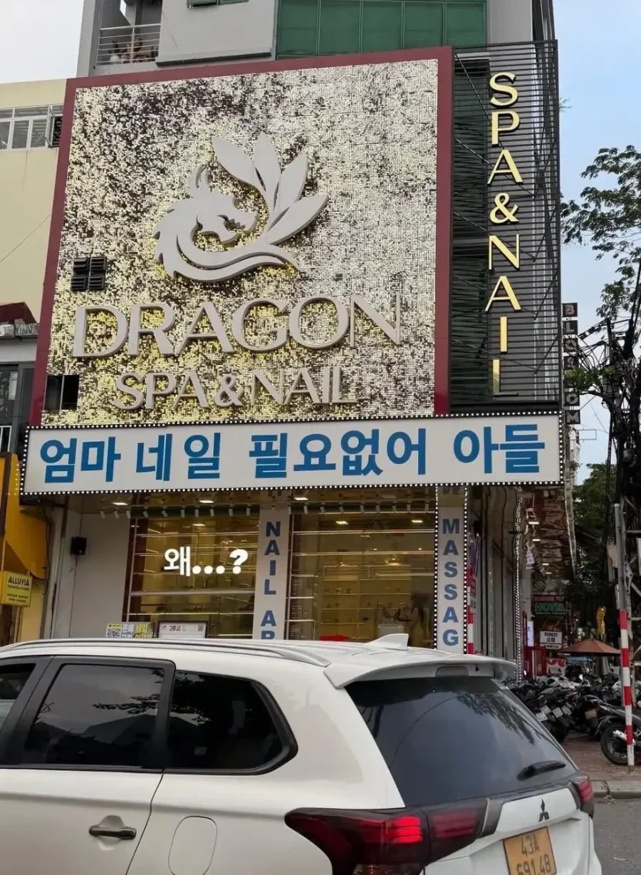 Tiệm nail ở Đà Nẵng mà có… chữ Hàn?