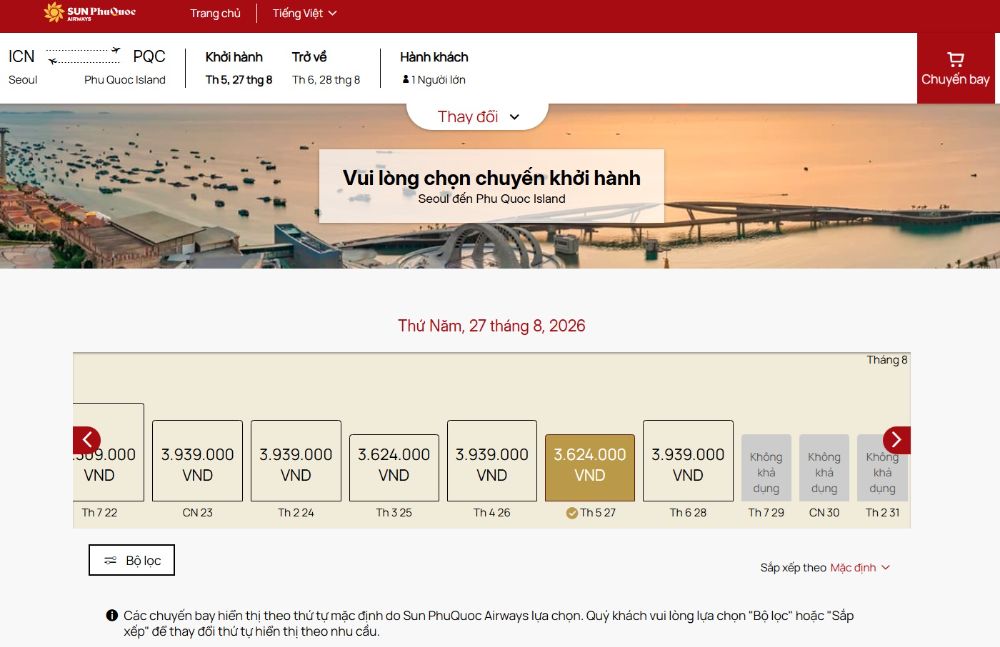 Sun PhuQuoc Airways bay Incheon-Hà Nội/Sài Gòn từ 25/8, một chiều từ 80 nghìn won?? Ai chưa mua vé Trung thu thì xem cái